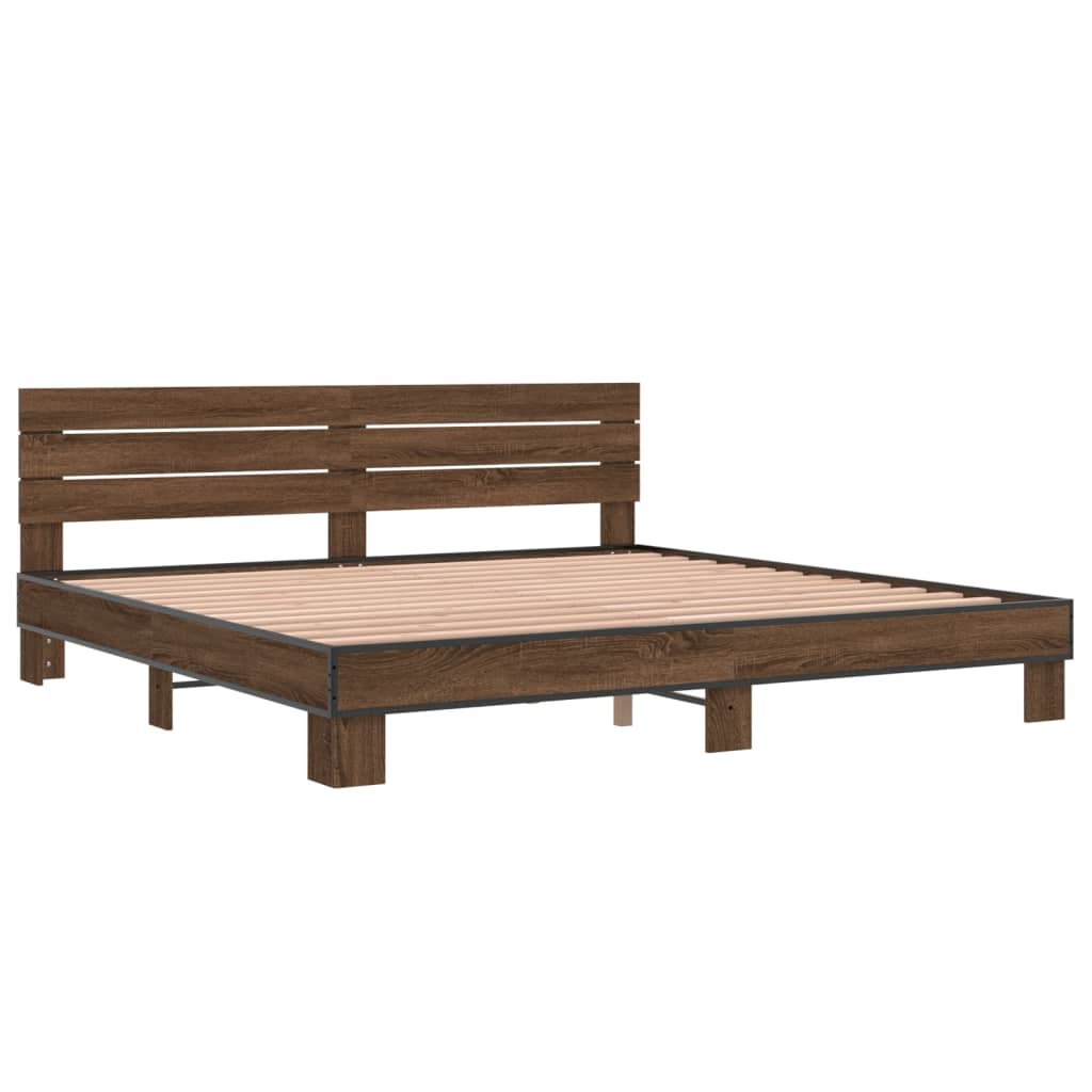 vidaXL Bed Frame without Mattress Brown Oak 180x200 cm Super King