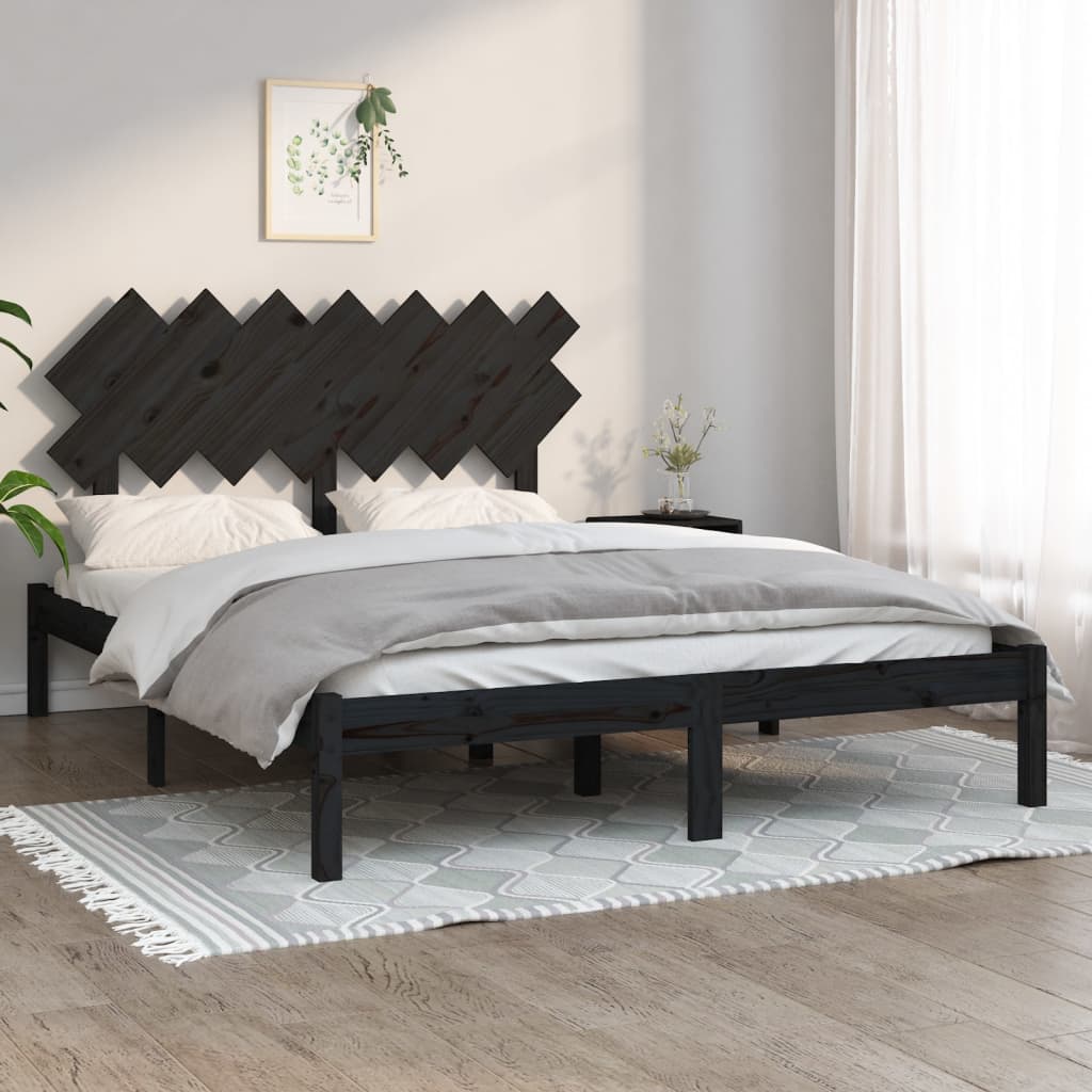 vidaXL Bed Frame without Mattress Black 140x190 cm Solid Wood