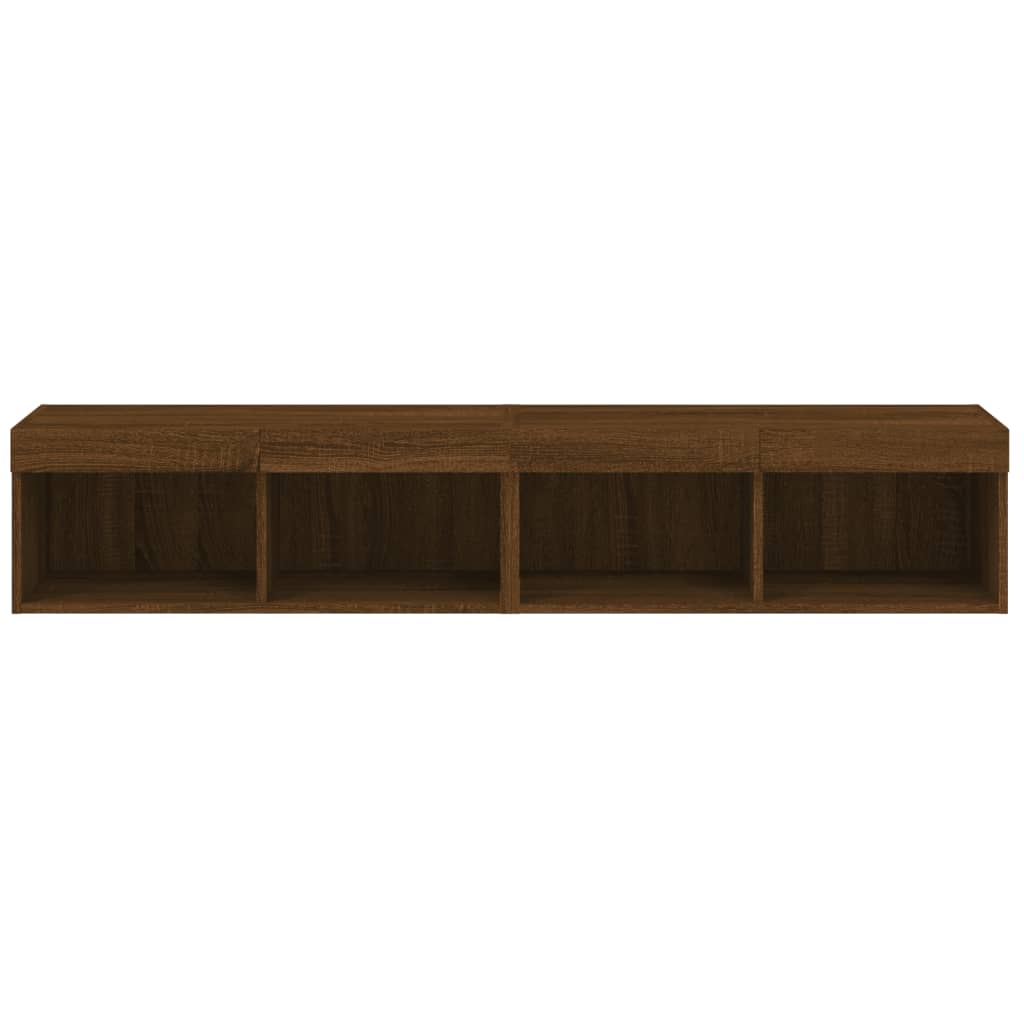 vidaXL TV Cabinets with LED Lights 2 pcs Brown Oak 80x30x30 cm