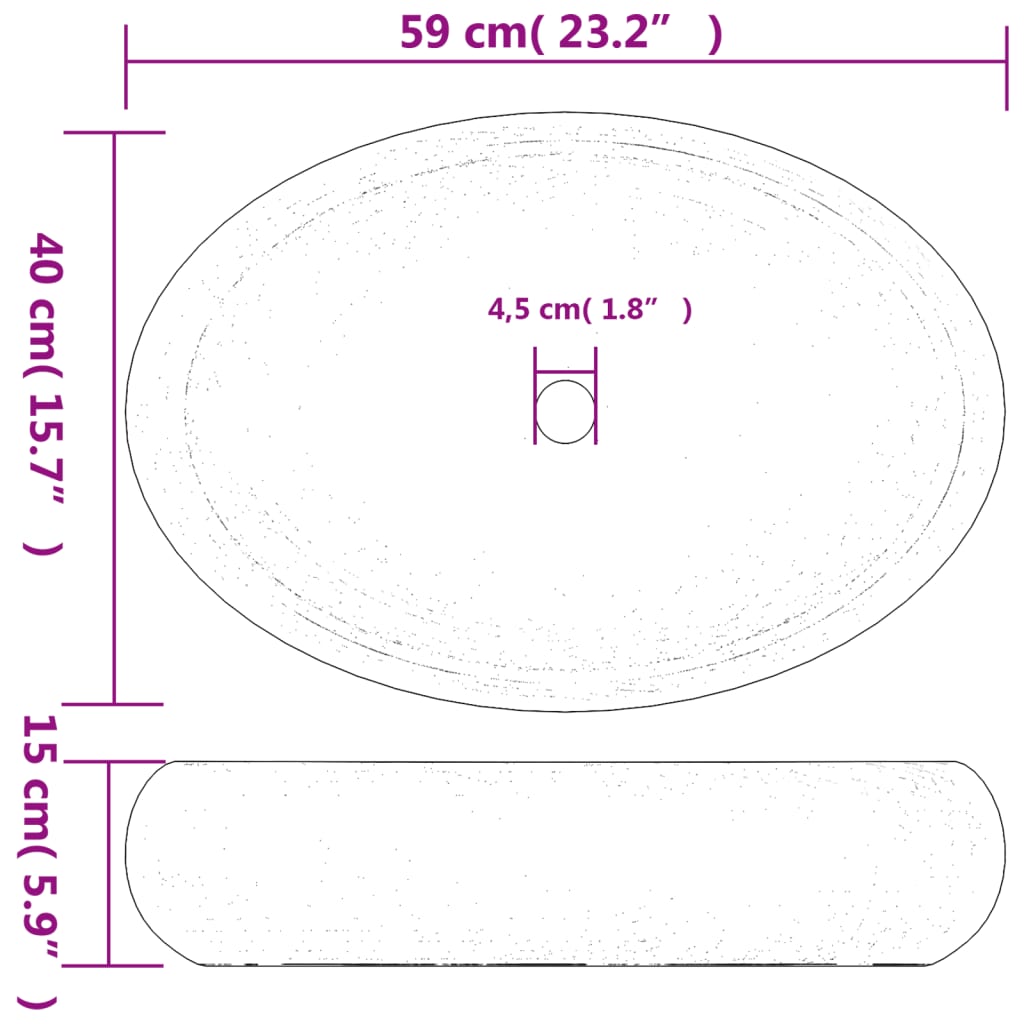 vidaXL Countertop Basin Green and Brown Oval 59x40x15 cm Ceramic