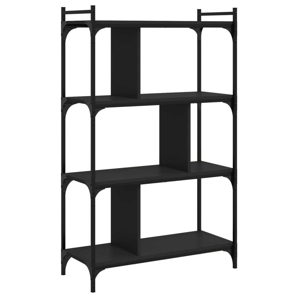 vidaXL Bookcase 4-Tier Black 76x32x123 cm Engineered Wood