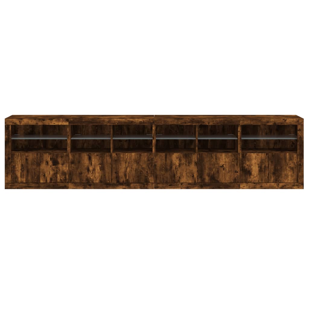 vidaXL Sideboard with LED Lights Smoked Oak 283x37x67 cm