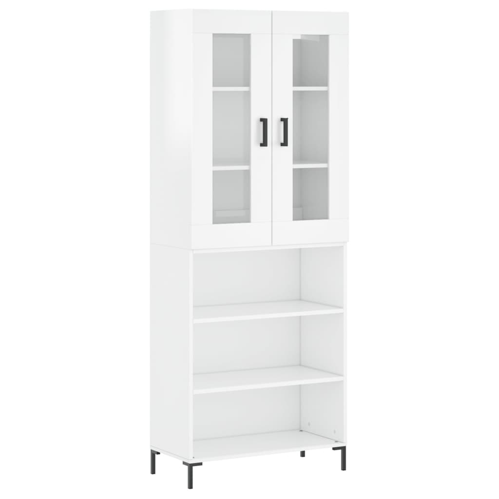 vidaXL Highboard High Gloss White 69.5x34x180 cm Engineered Wood