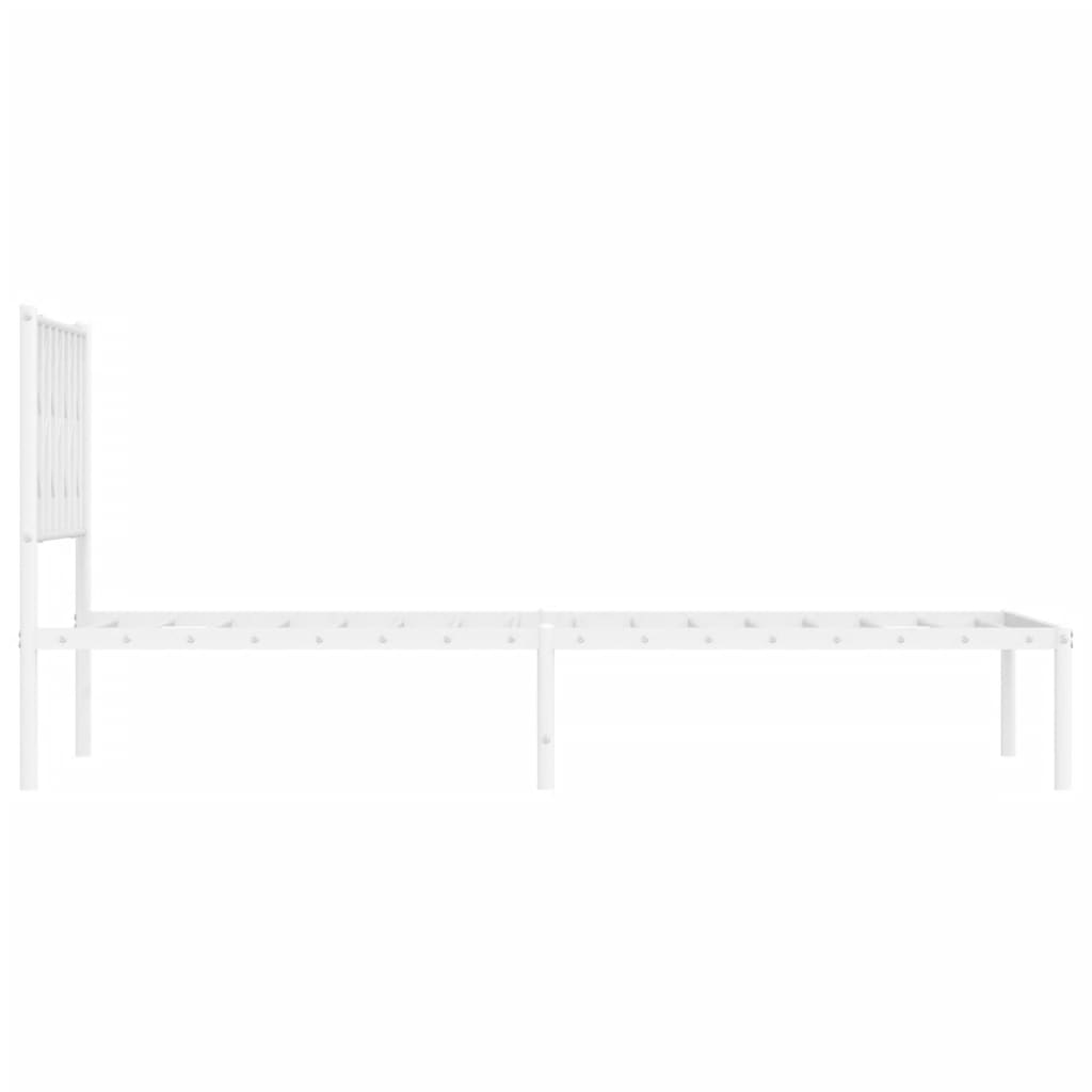 vidaXL Metal Bed Frame without Mattress with Headboard White 100x200 cm