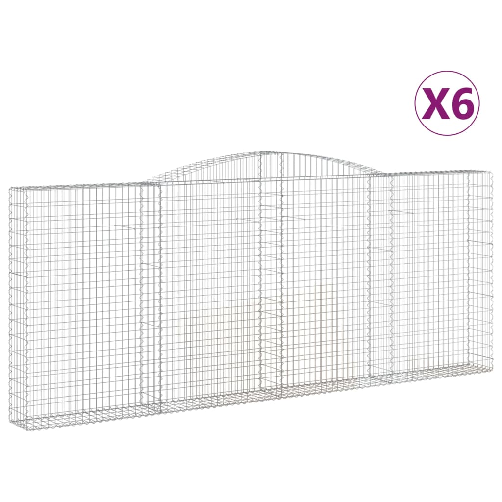 vidaXL Arched Gabion Baskets 6 pcs 400x30x160/180 cm Galvanised Iron