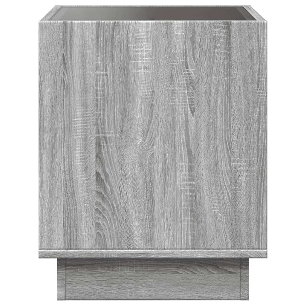 vidaXL Bedside Table with Infinity LED Grey Sonoma 40x40x50 cm