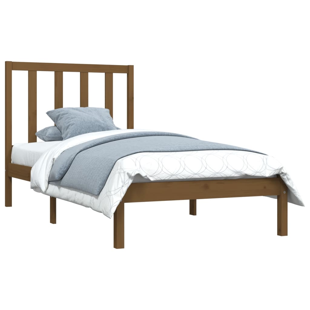 vidaXL Bed Frame without Mattress Honey Brown Solid Wood 75x190 cm Small Single