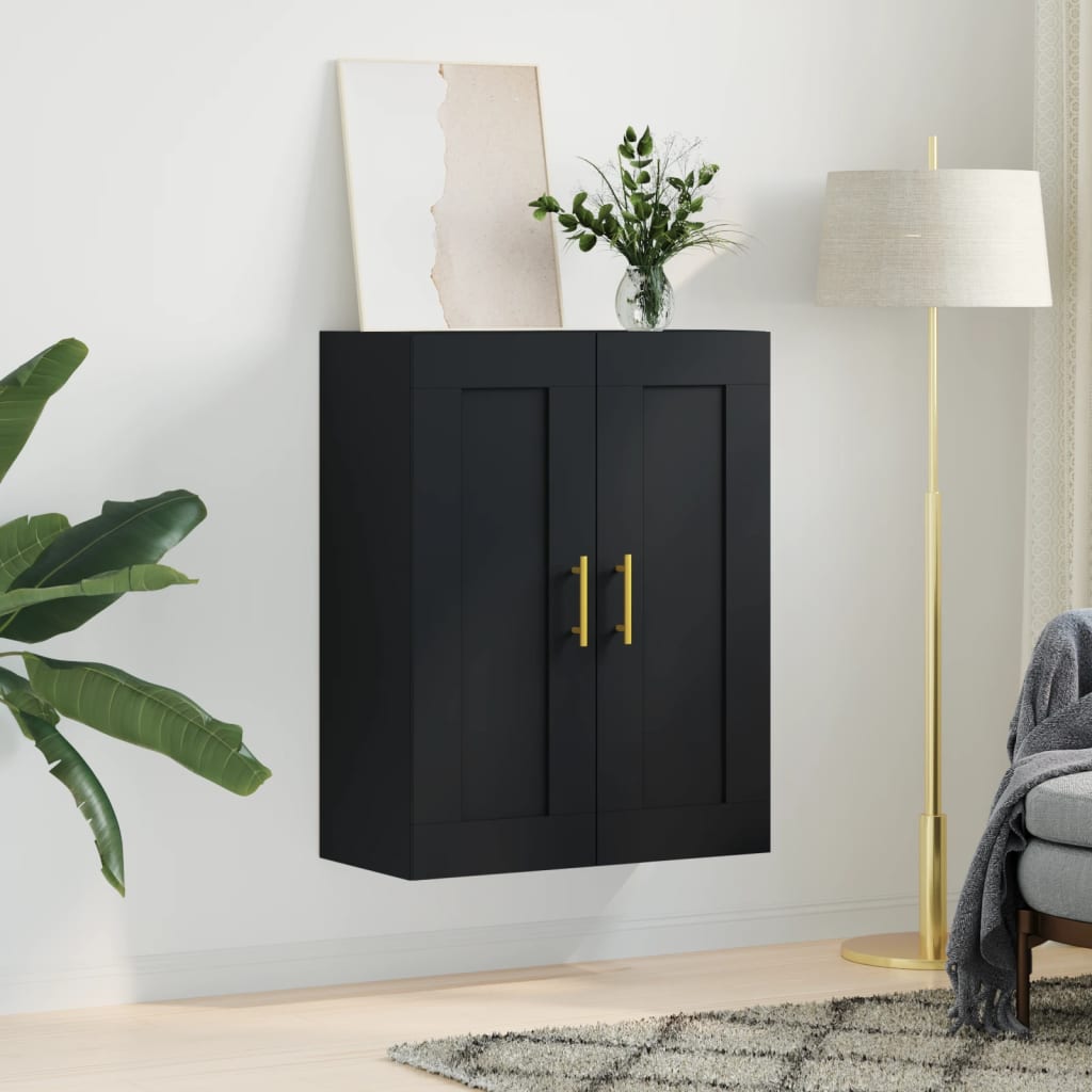 vidaXL Wall Mounted Cabinet Black 69.5x34x90 cm Engineered Wood