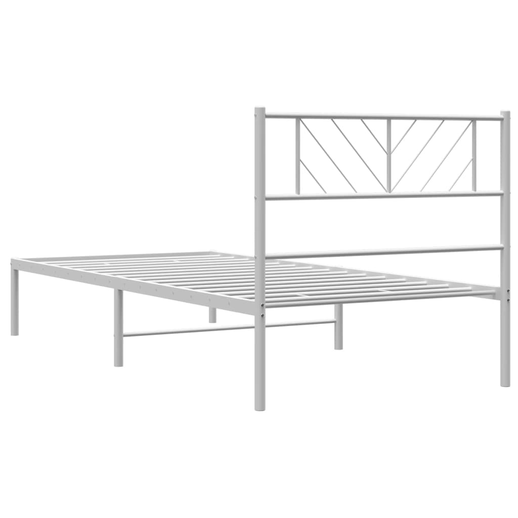 vidaXL Metal Bed Frame without Mattress with Headboard White 90x200 cm