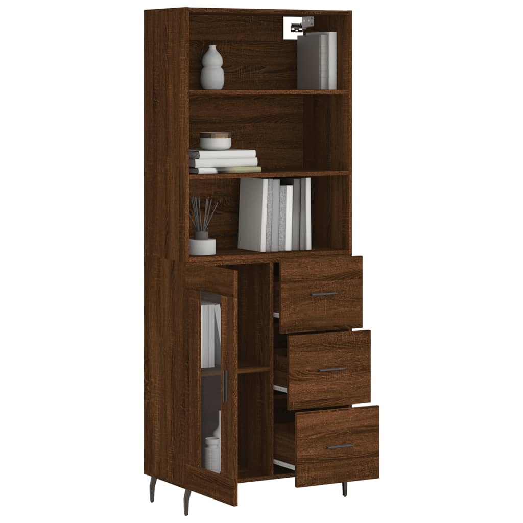 vidaXL Highboard Brown Oak 69.5x34x180 cm Engineered Wood