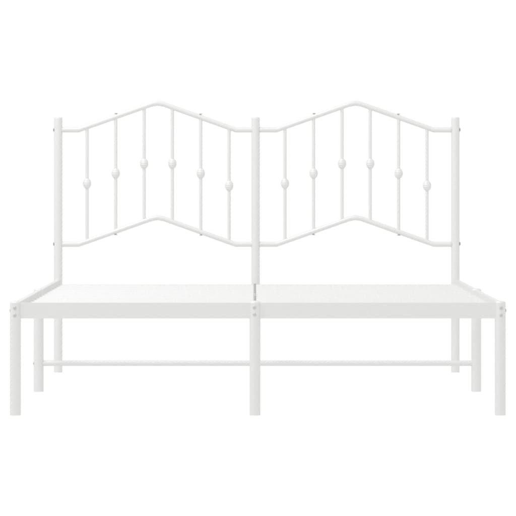 vidaXL Metal Bed Frame without Mattress with Headboard White 135x190 cm Double