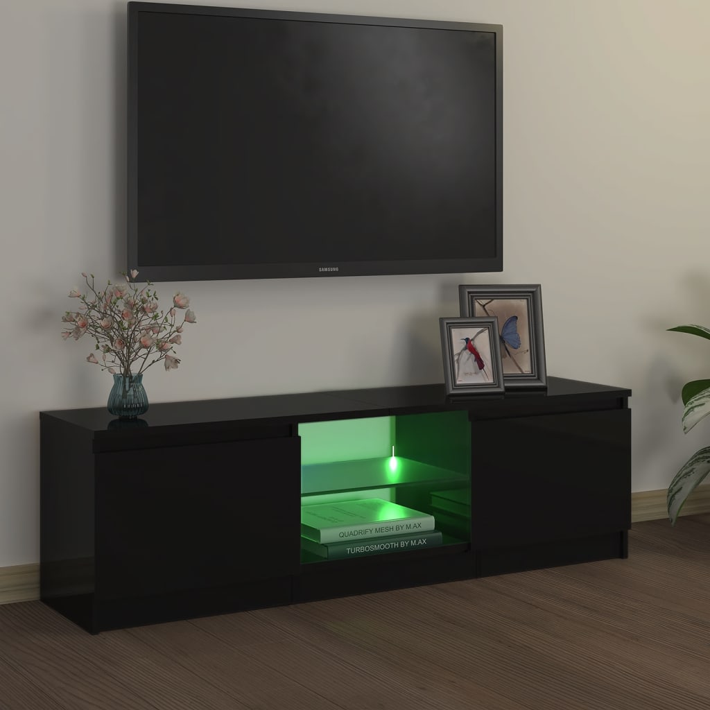 vidaXL TV Cabinet with LED Lights Black 120x30x35.5 cm