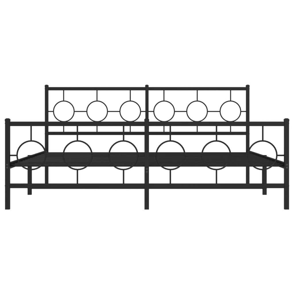 vidaXL Metal Bed Frame without Mattress with Footboard Black 180x200 cm Super King