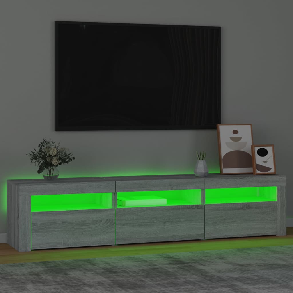 vidaXL TV Cabinet with LED Lights Grey Sonoma 180x35x40 cm