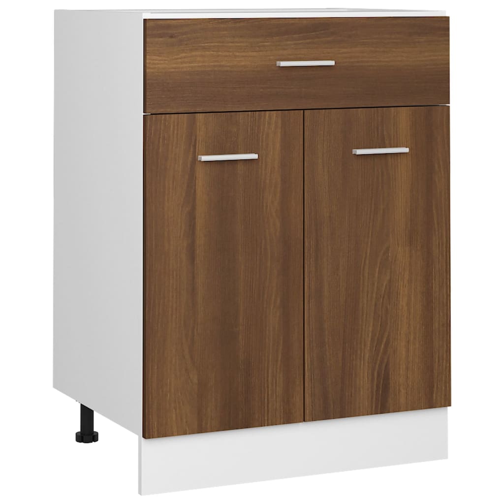 vidaXL Drawer Bottom Cabinet Brown Oak 60x46x81.5 cm Engineered Wood