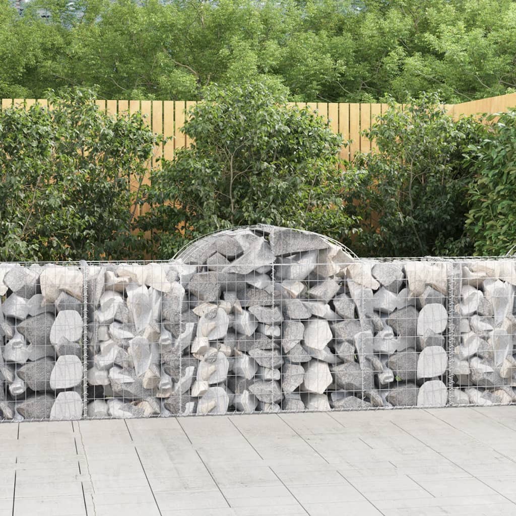 vidaXL Arched Gabion Baskets 12 pcs 200x50x80/100 cm Galvanised Iron