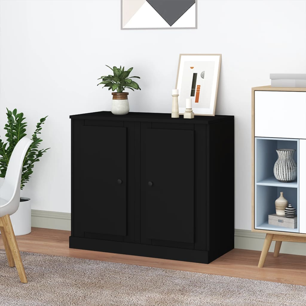 vidaXL Sideboards 2 pcs Black 37.5x35.5x67.5 cm Engineered Wood