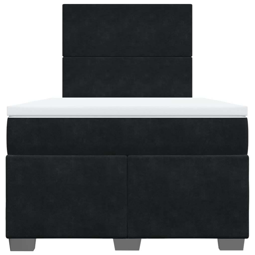 vidaXL Box Spring Bed with Mattress Black 120x190 cm Small Double Velvet