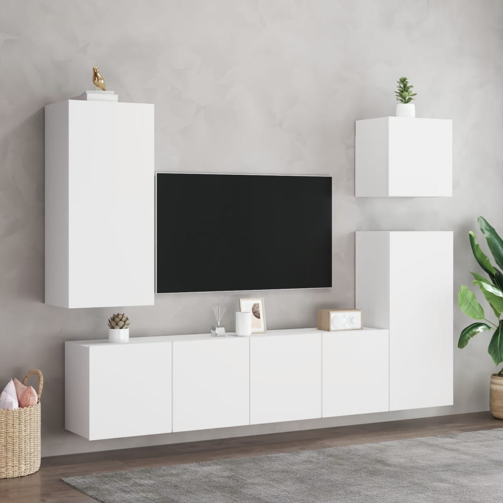 vidaXL TV Wall Cabinet White 40.5x30x90 cm Engineered Wood