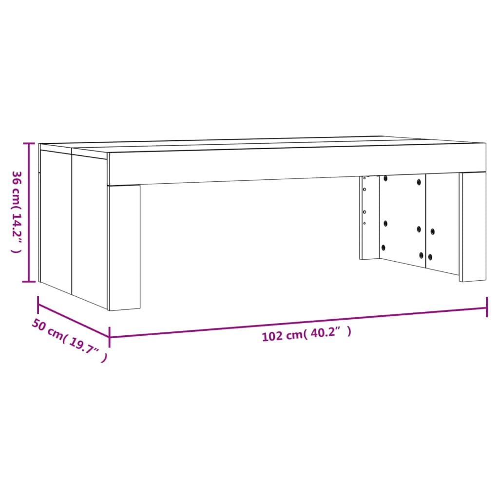 vidaXL Coffee Table Concrete Grey 102x50x36 cm Engineered Wood