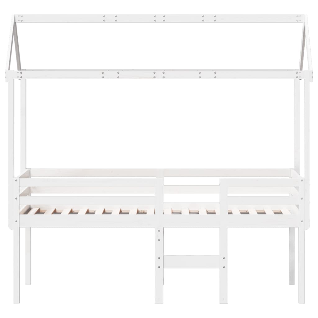 vidaXL High Sleeper Bed without Mattress White 75x190 cm Small Single Solid Wood Pine