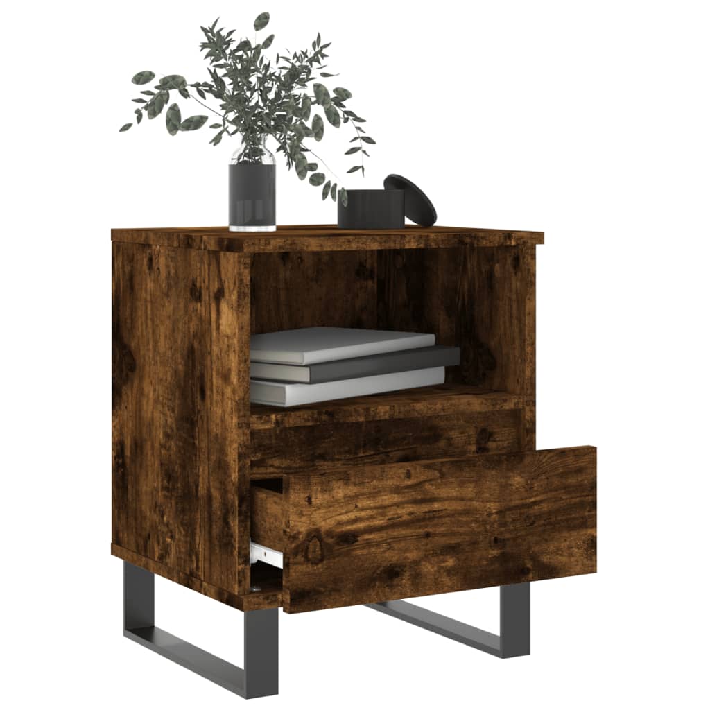 vidaXL Bedside Cabinet Smoked Oak 40x35x50 cm Engineered Wood