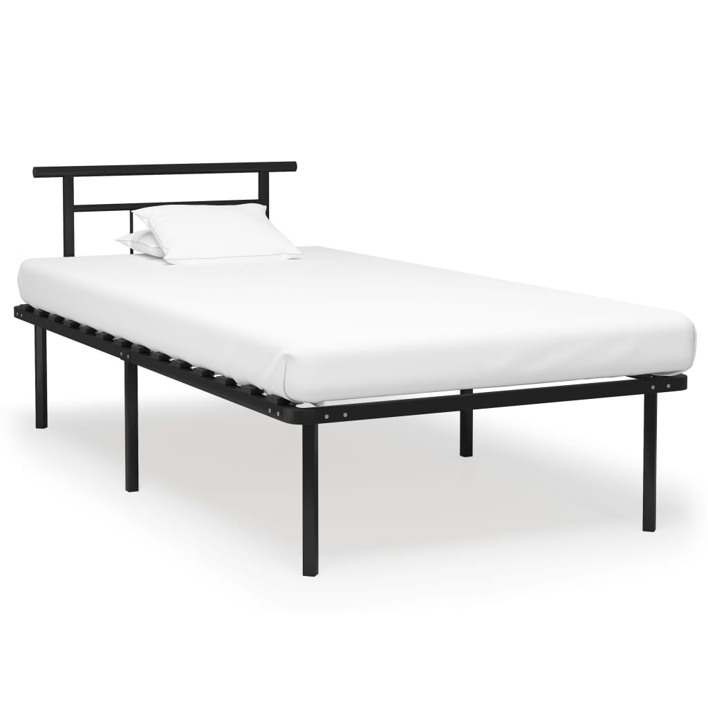 vidaXL Bed Frame without Mattress Black Metal 100x200 cm