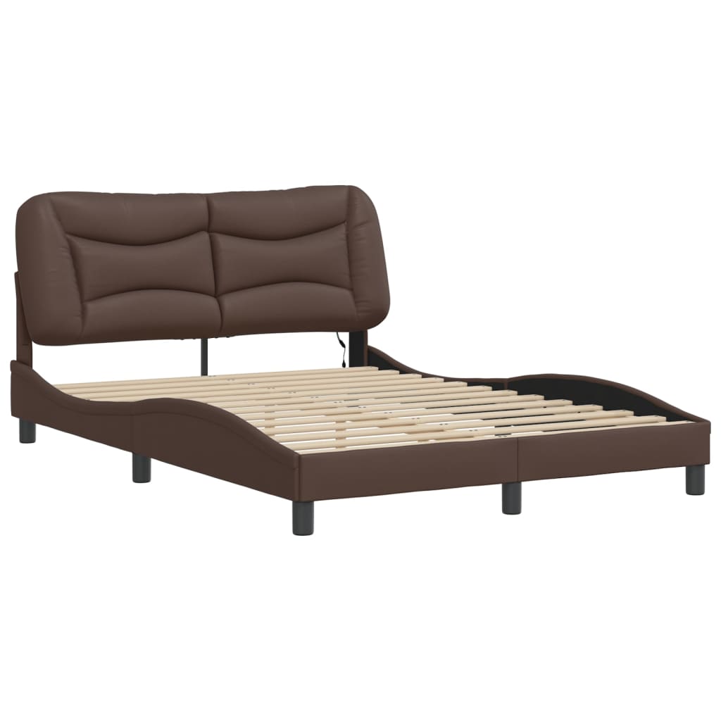 vidaXL Bed Frame with LED without Mattress Brown 120x200 cm