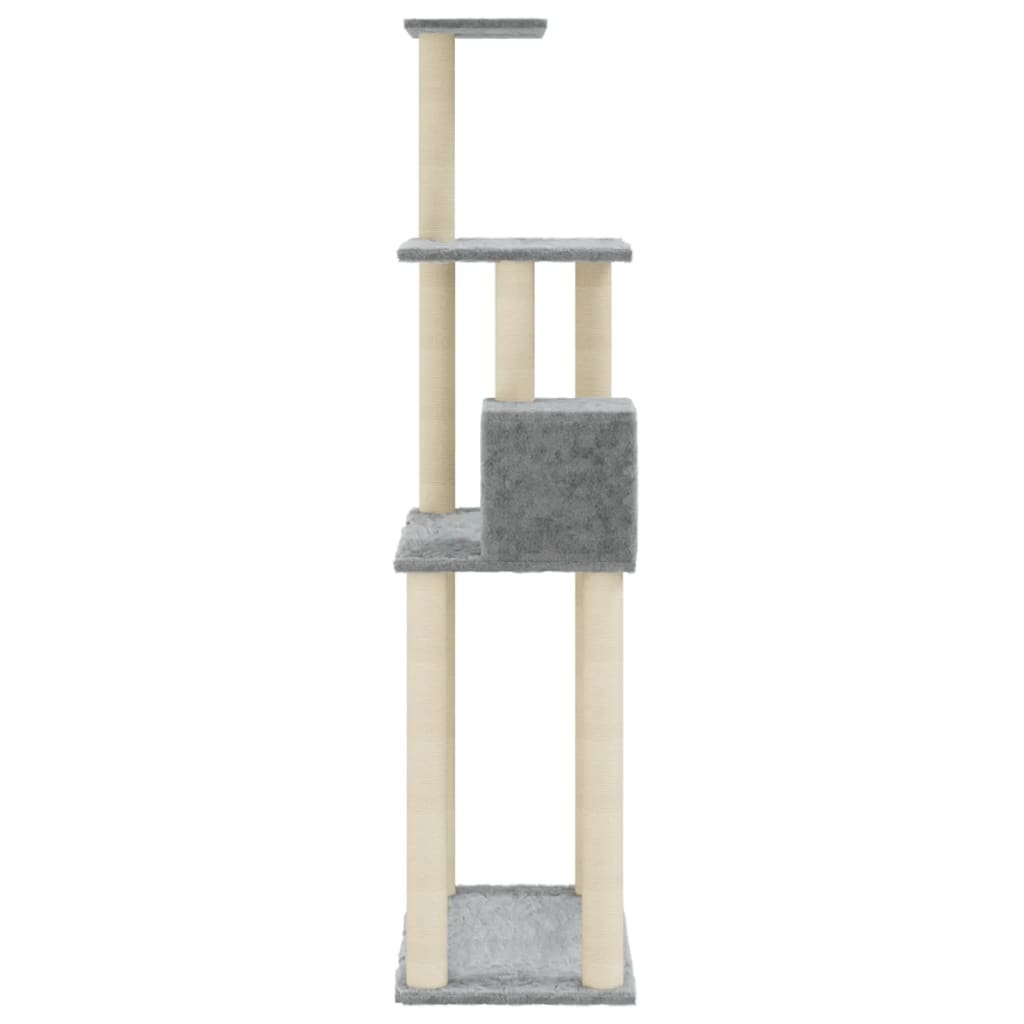 vidaXL Cat Tree with Sisal Scratching Posts Light Grey 147 cm