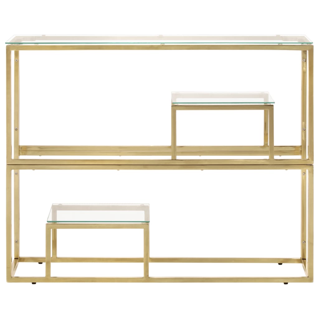 vidaXL Console Table Gold Stainless Steel and Tempered Glass