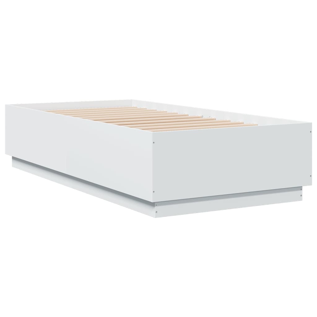 vidaXL Bed Frame with LED without Mattress White 75x190 cm Small Single