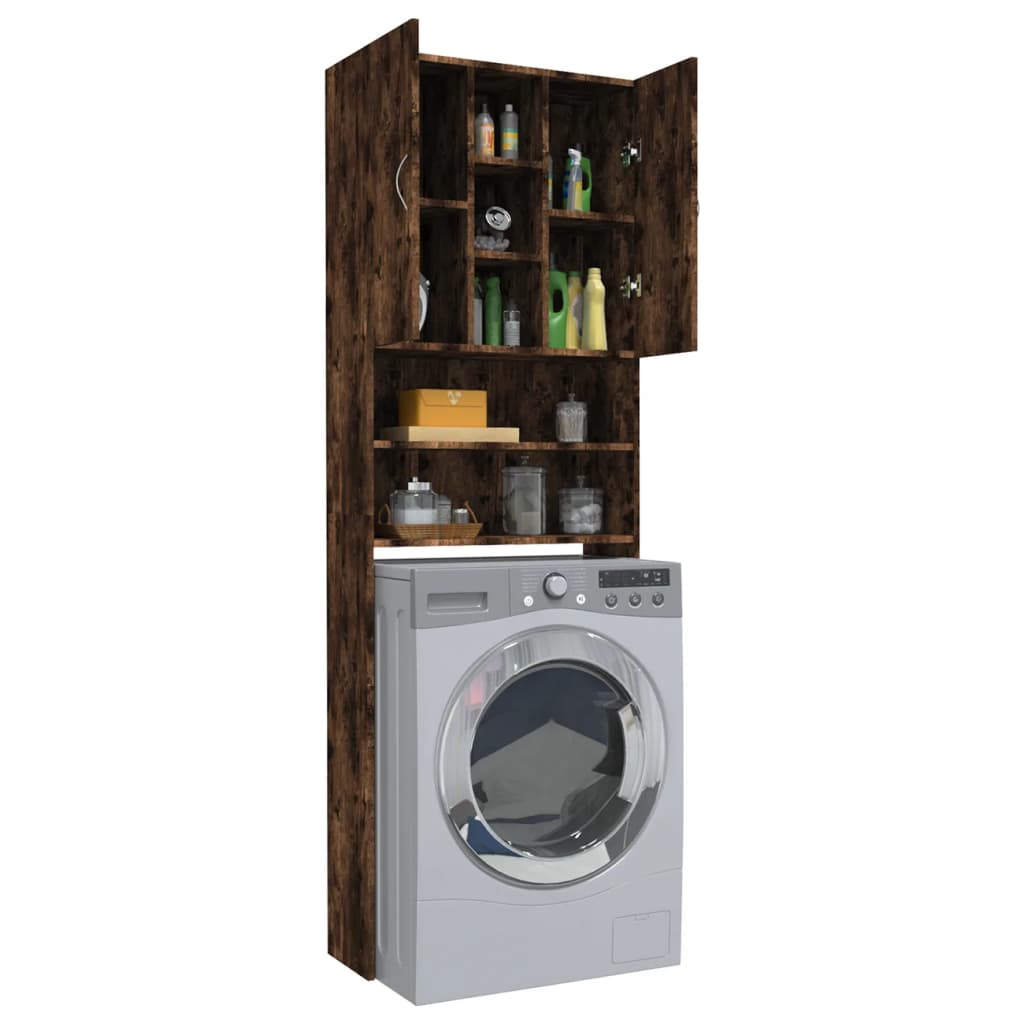 vidaXL Washing Machine Cabinet Smoked Oak 64x25.5x190 cm