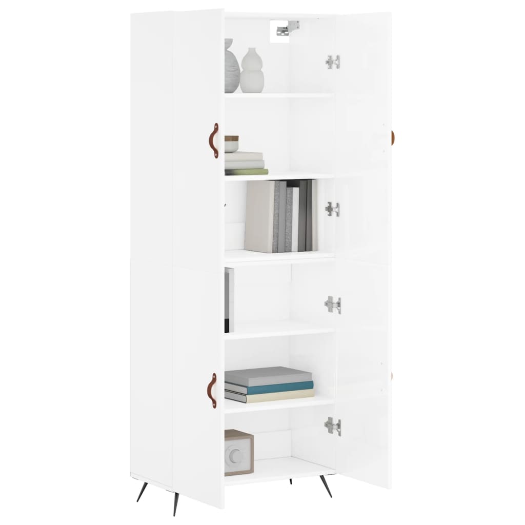 vidaXL Highboard High Gloss White 69.5x34x180 cm Engineered Wood