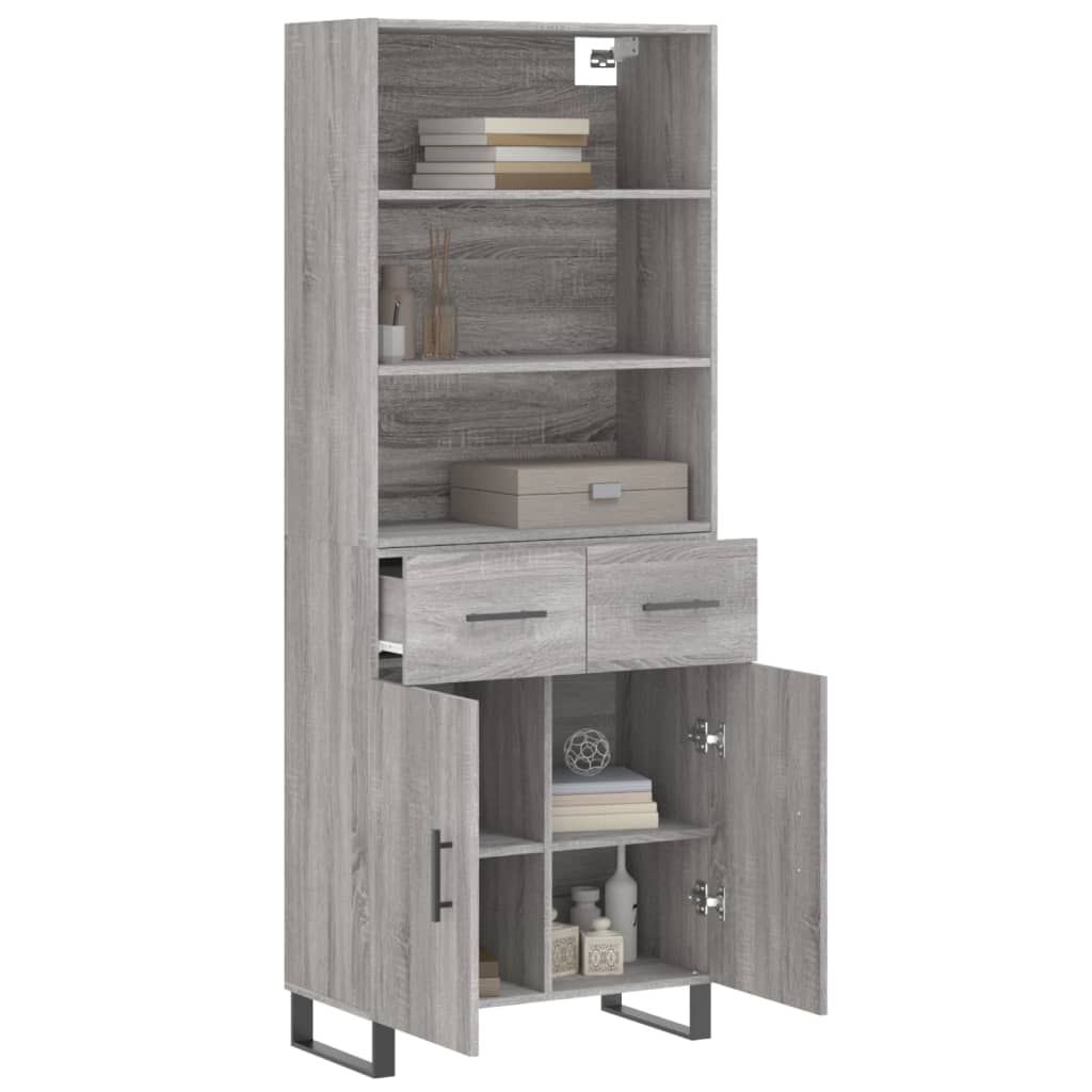 vidaXL Highboard Grey Sonoma 69.5x34x180 cm Engineered Wood