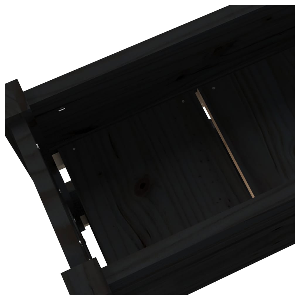 vidaXL Planter Black 112x25x66 cm Solid Wood Pine