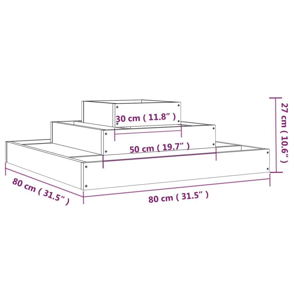 vidaXL Planter White 80x80x27 cm Solid Wood Pine