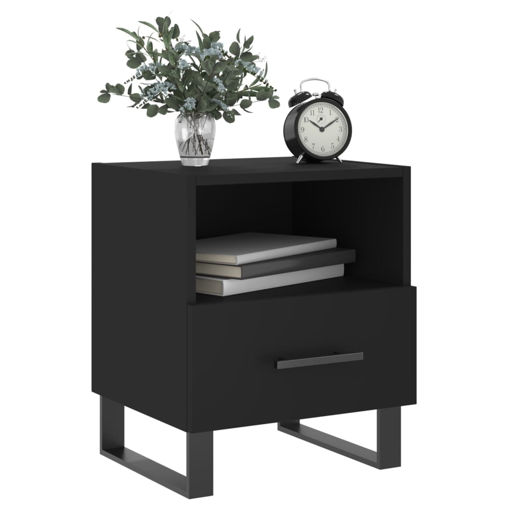 vidaXL Bedside Cabinet Black 40x35x47.5 cm Engineered Wood