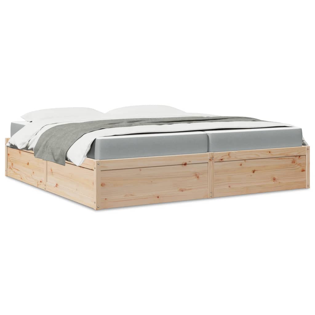 vidaXL Bed with Mattress 200x200 cm Solid Wood Pine