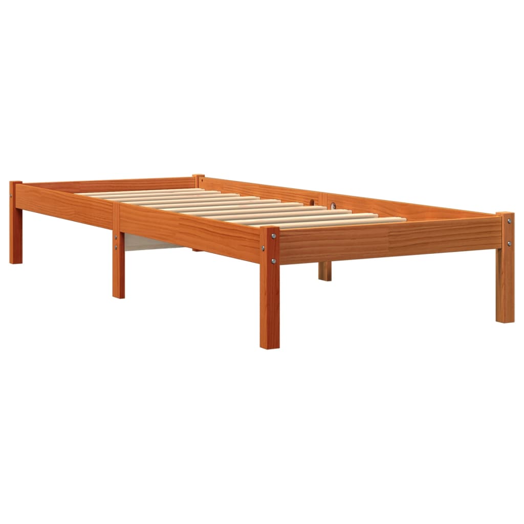 vidaXL Bed Frame without Mattress Wax Brown 75x190 cm Small Single Solid Wood Pine