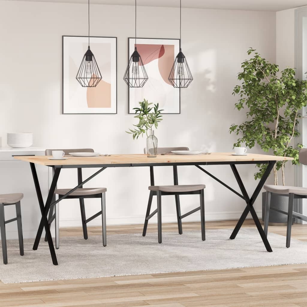 vidaXL Dining Table X-Frame 200x100x75 cm Solid Wood Pine and Cast Iron