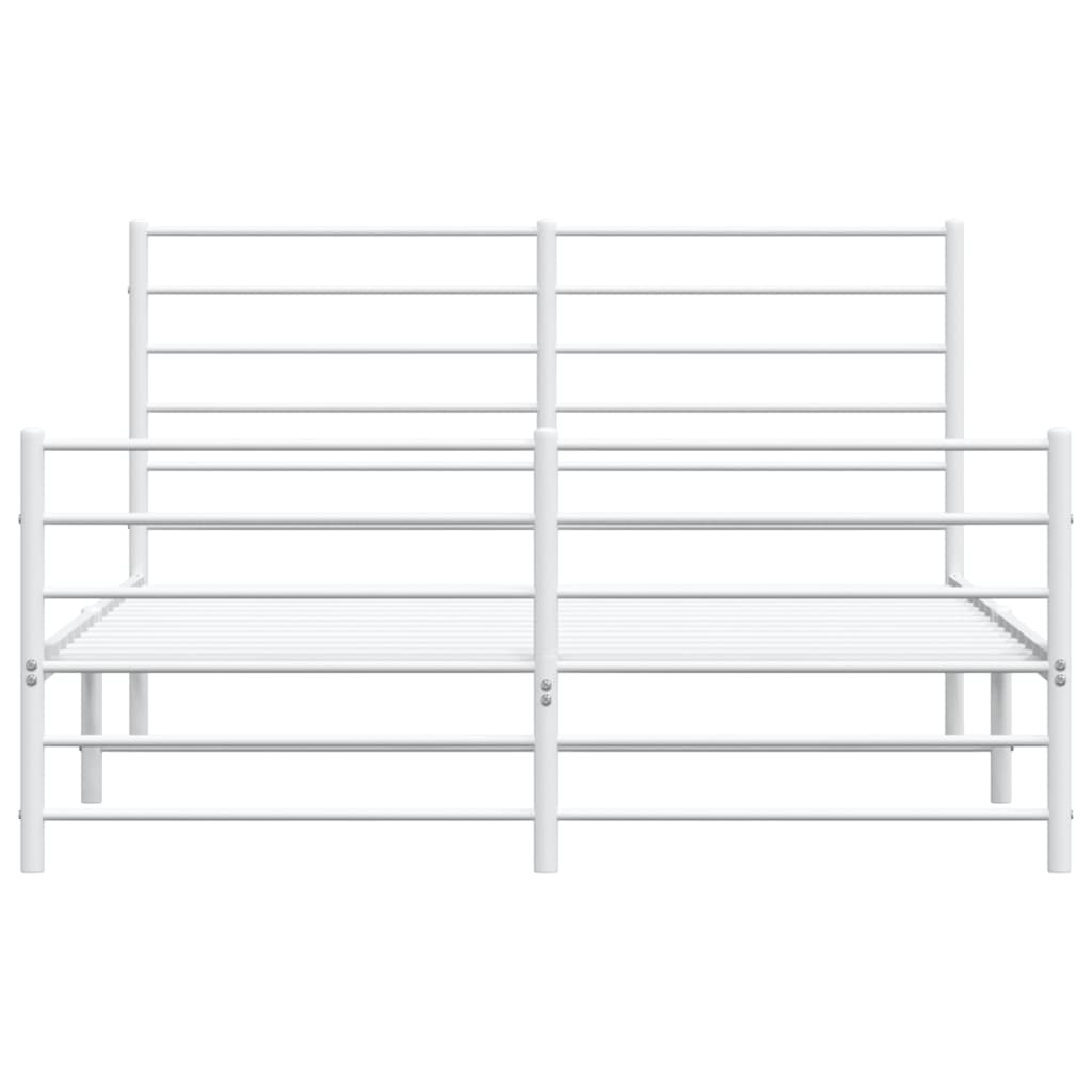 vidaXL Metal Bed Frame without Mattress with Footboard White 140x190 cm