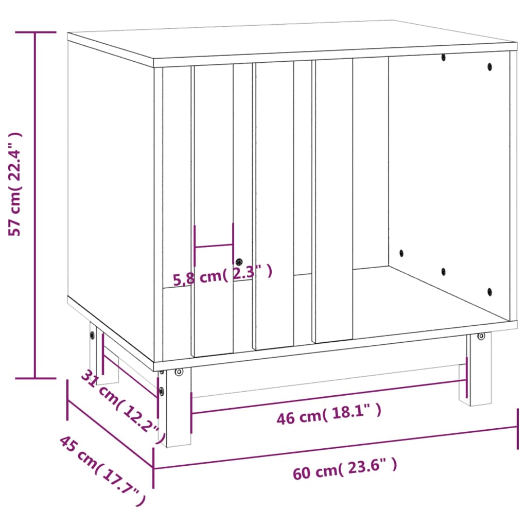 vidaXL Dog House 60x45x57 cm Solid Wood Pine