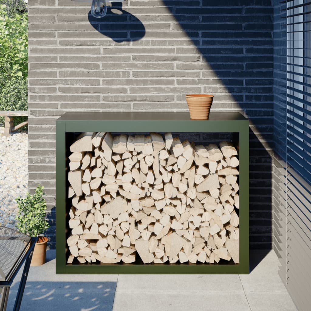 vidaXL Firewood Rack Green 100x40x80 cm Steel