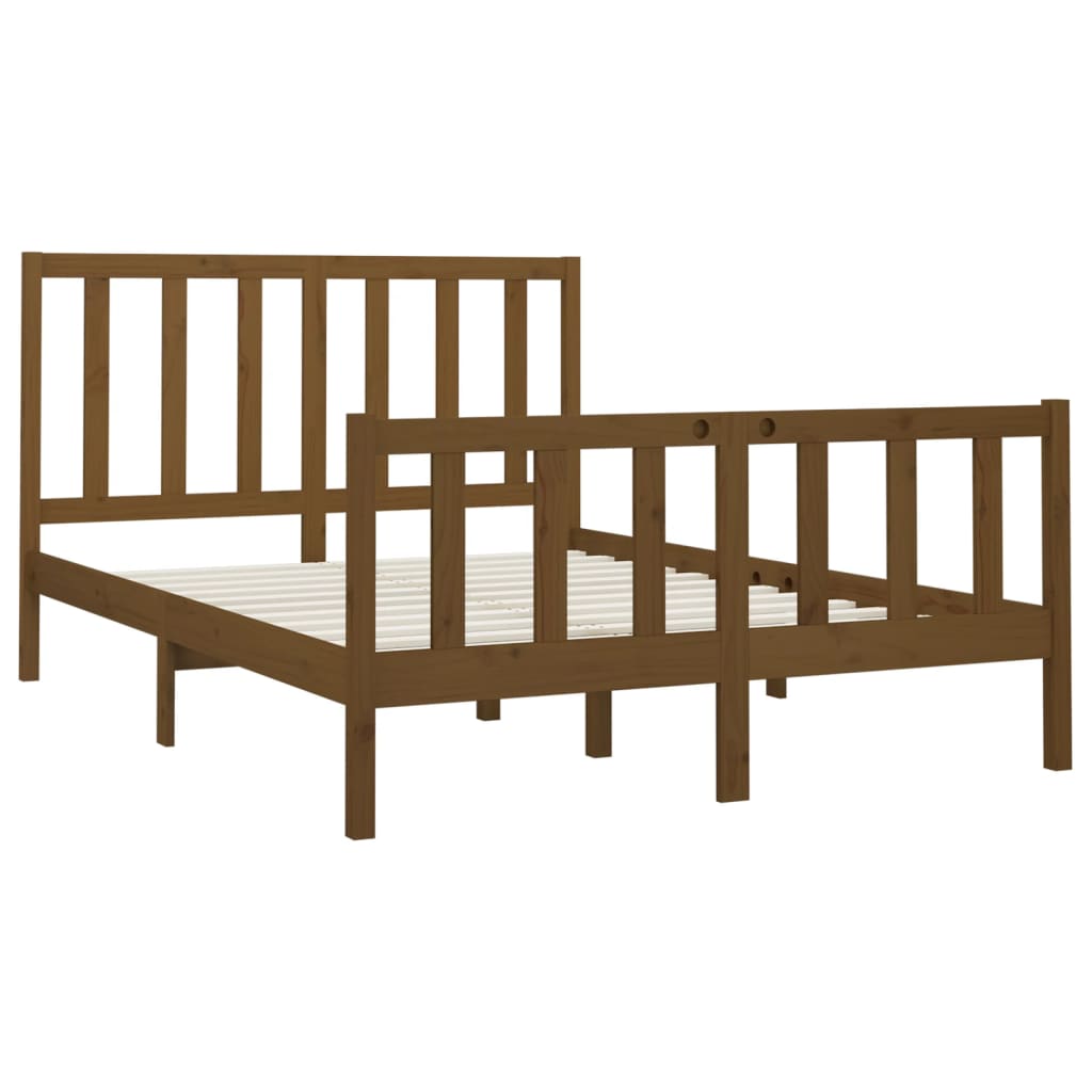 vidaXL Bed Frame without Mattress Honey Brown 150x200 cm King Size Solid Wood Pine