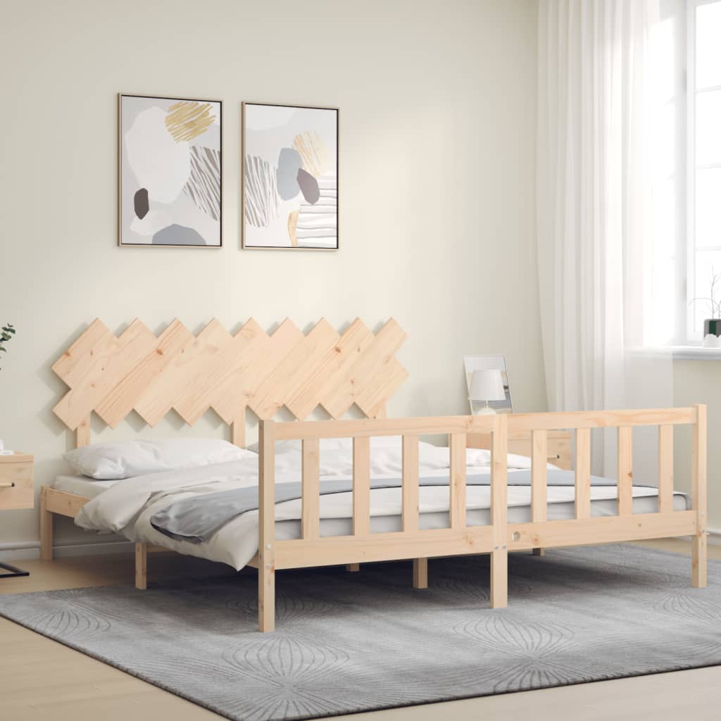 vidaXL Bed Frame without Mattress Super King Size Solid Wood Pine