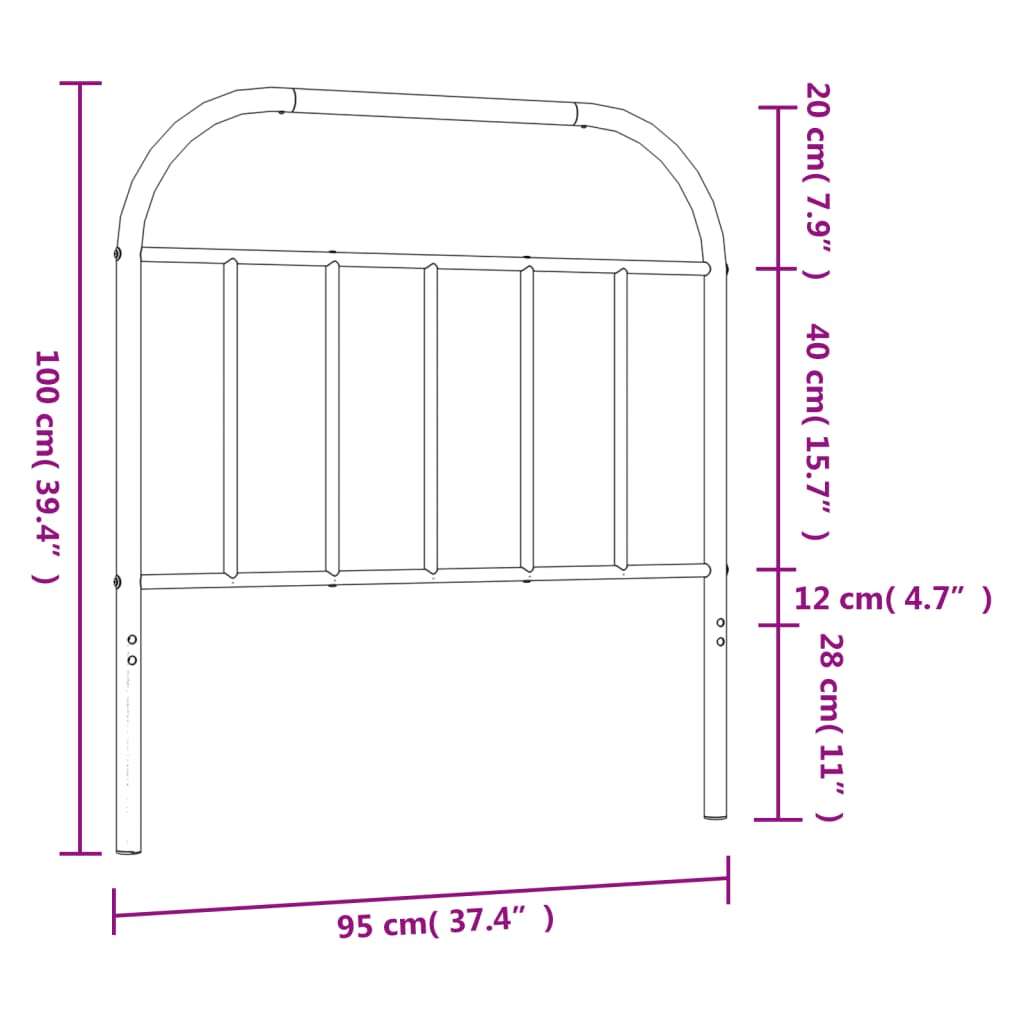 vidaXL Metal Headboard Black 90 cm