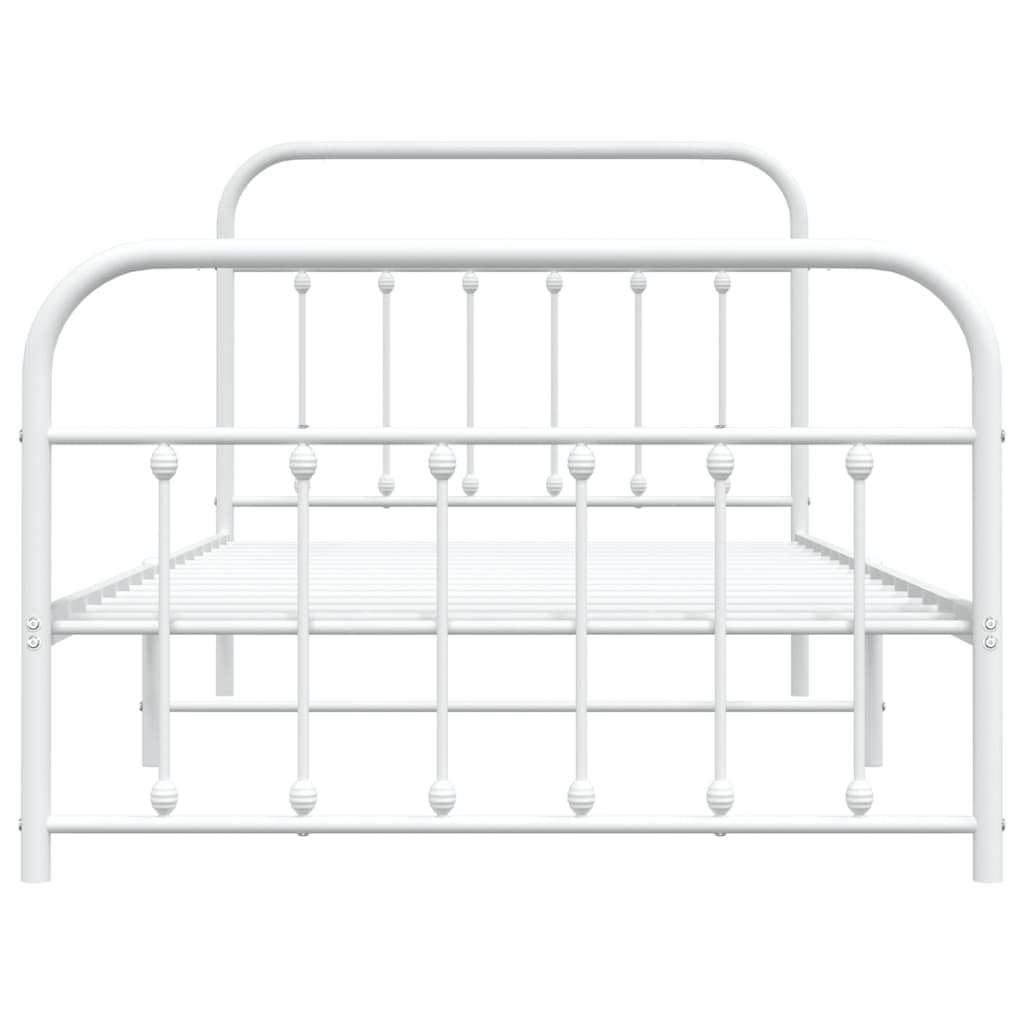 vidaXL Metal Bed Frame without Mattress with Footboard White 100x200 cm