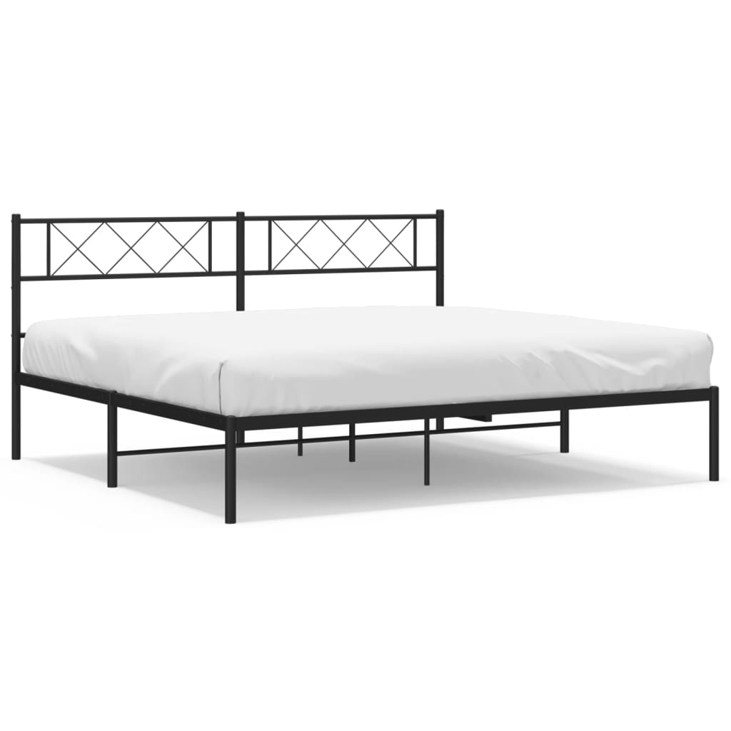 vidaXL Metal Bed Frame with Headboard Black 193x203 cm