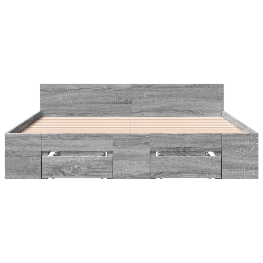 vidaXL Bed Frame with Drawers without Mattress Grey Sonoma 160x200 cm