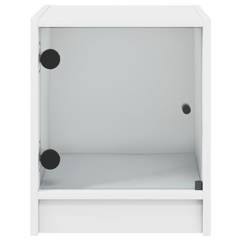 vidaXL Bedside Cabinets with Glass Doors 2 pcs White 35x37x42 cm